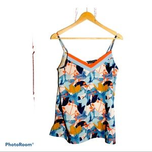 ✨FLOWER PRINT BLUE ORANGE TANK TOP